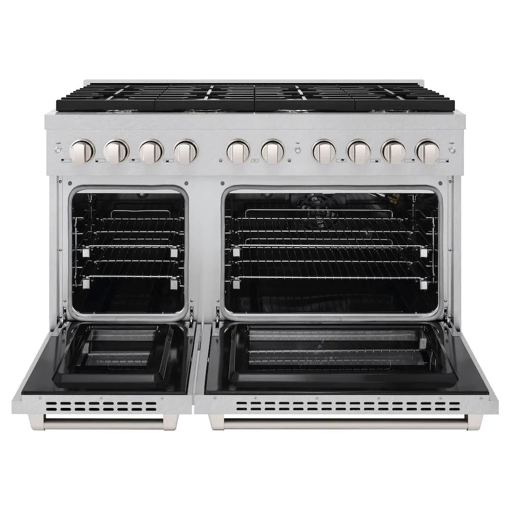 ZLINE Paramount 48-inch range in satin stainless steel SGRS-48, front view