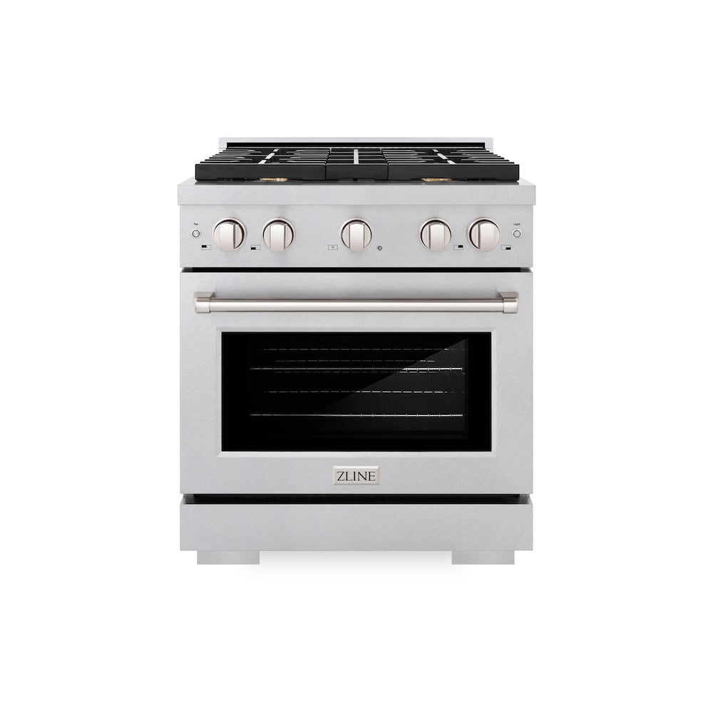 ZLINE Paramount 30-inch range in satin stainless steel SGRS-BR-30, front view