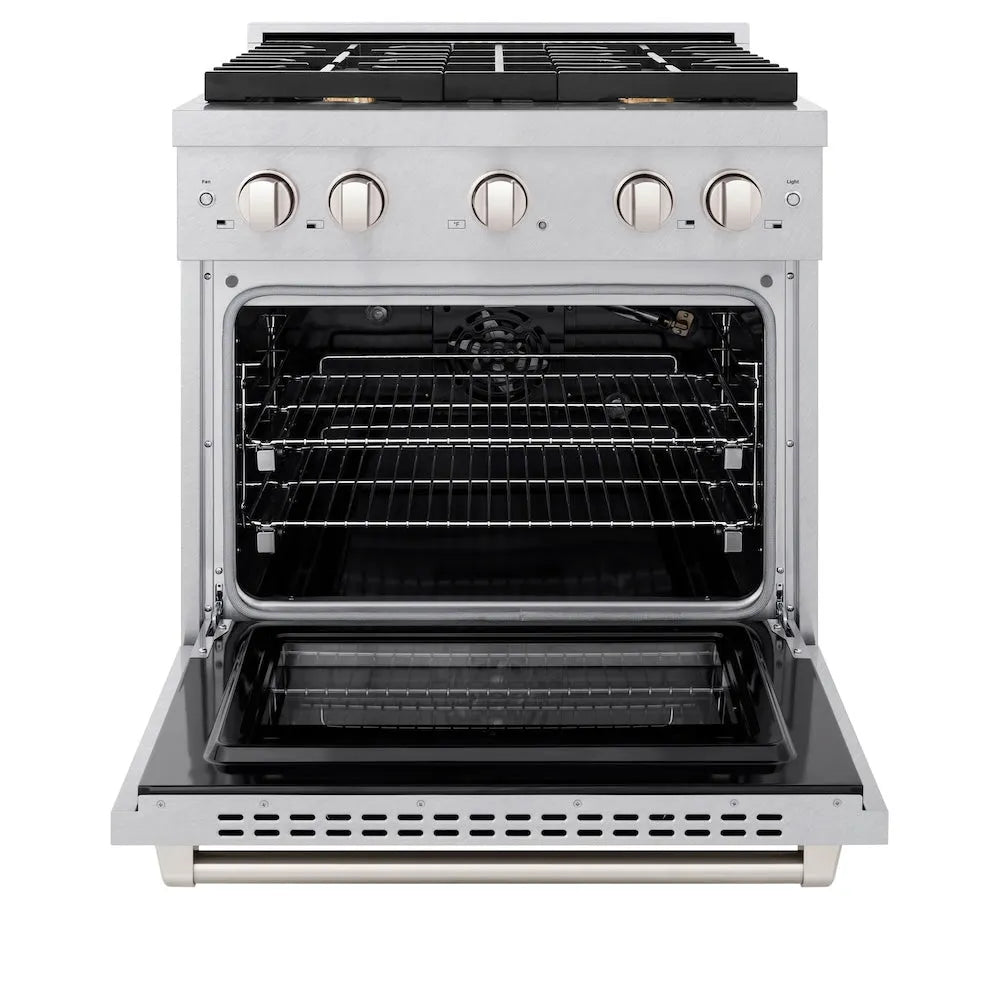 ZLINE Paramount 30-inch range in satin stainless steel SGRS-BR-30, front view