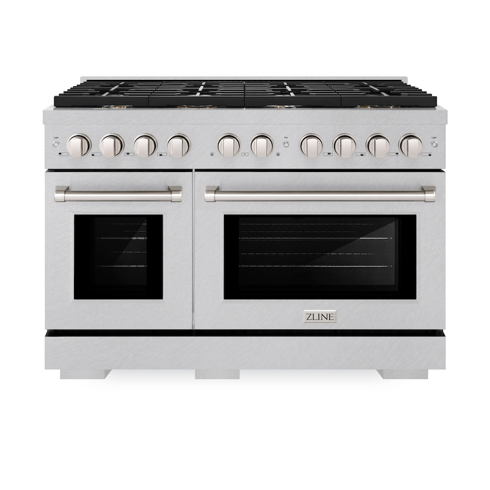 ZLINE Paramount 48-inch range in satin stainless steel SGRS-BR-48, front view