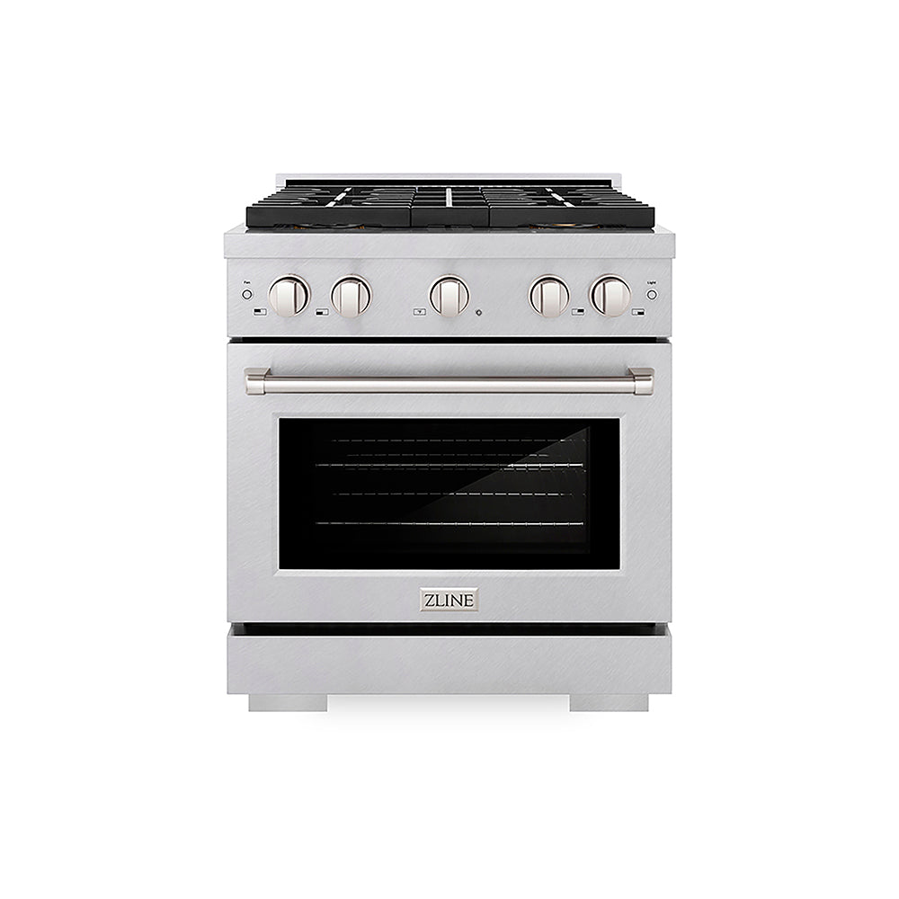 ZLINE Paramount 30-inch range in satin stainless steel PSGRS-30, front view
