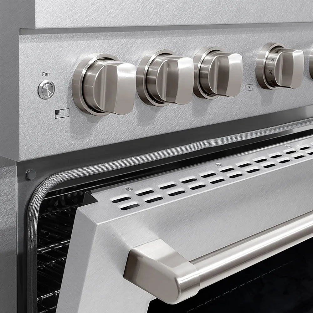 ZLINE Paramount 36-inch range in satin stainless steel PSGRS-36, from above