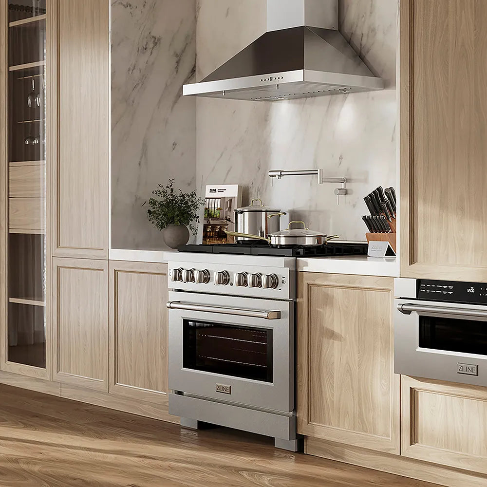 ZLINE Paramount 36-inch range in satin stainless steel PSGRS-36, from above