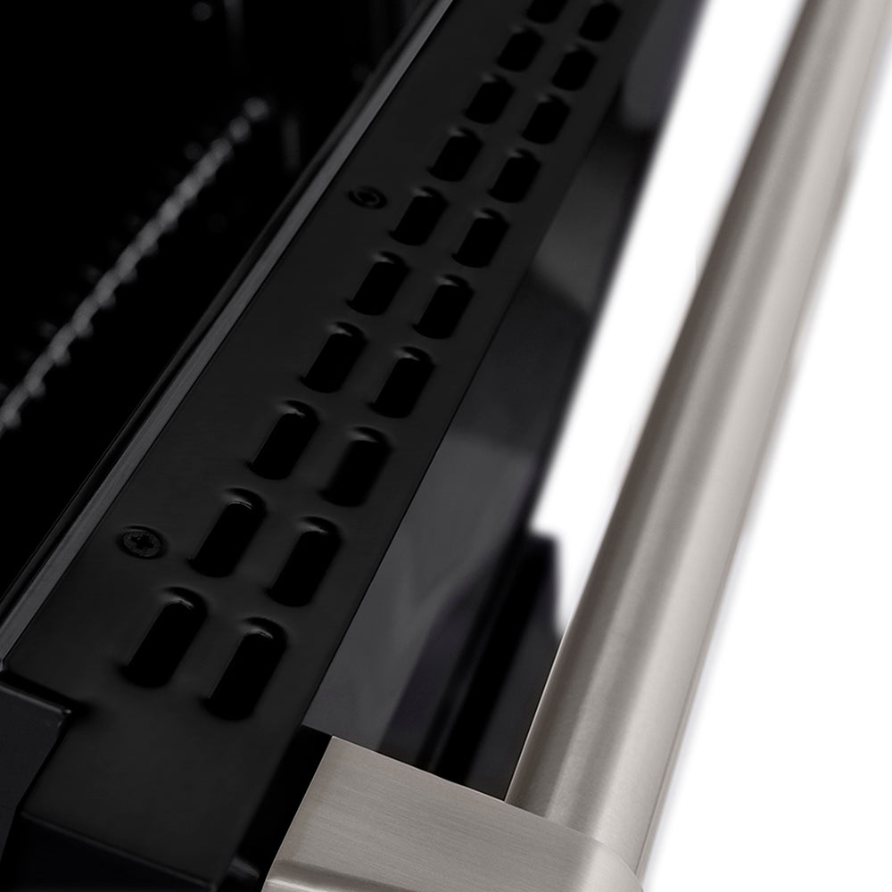ZLINE Paramount 30-inch range in satin stainless steel with black matte door PSGRS-BLM-30, door open
