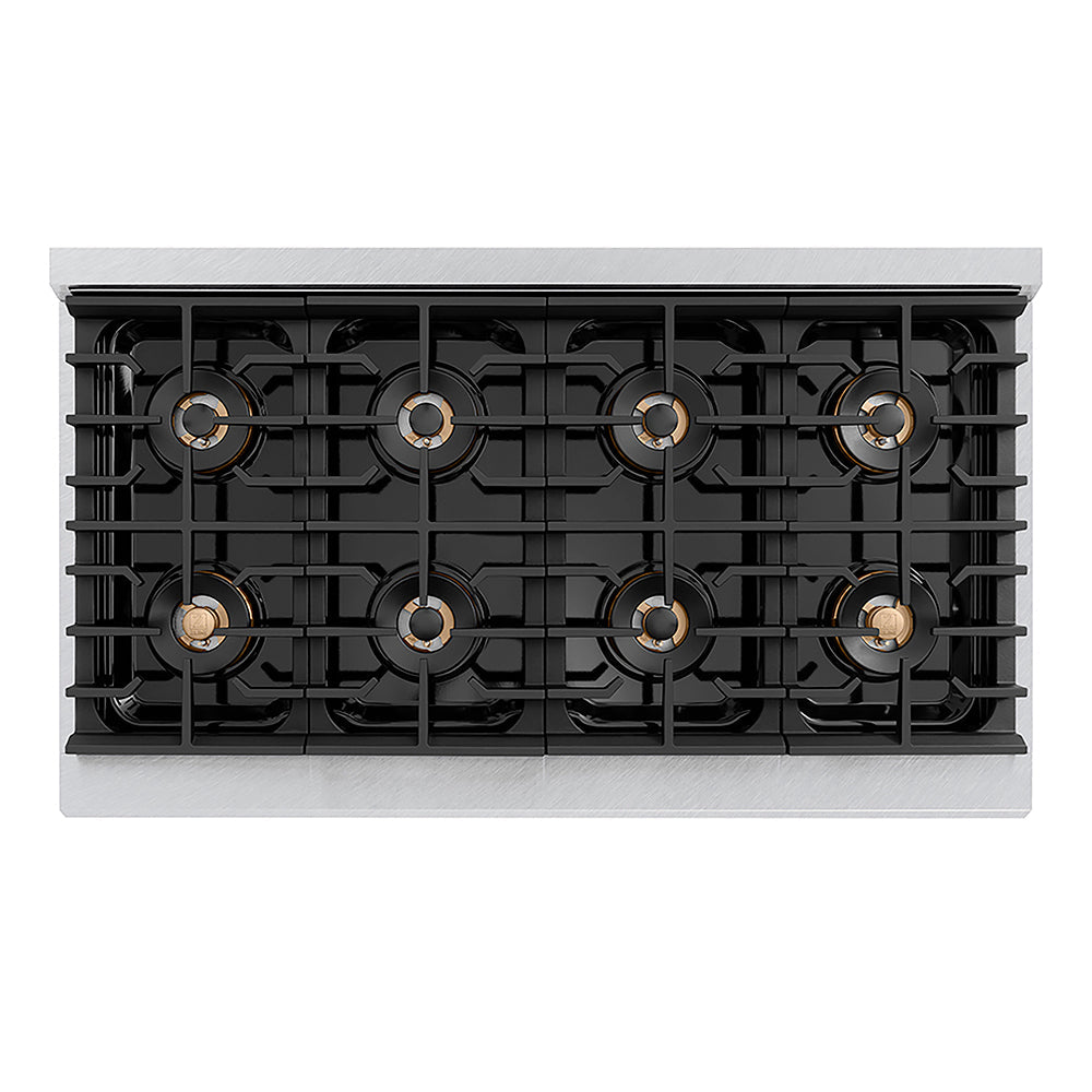 ZLINE Paramount 48-inch range in satin stainless steel with white matte door PSGRS-WM-48, from above
