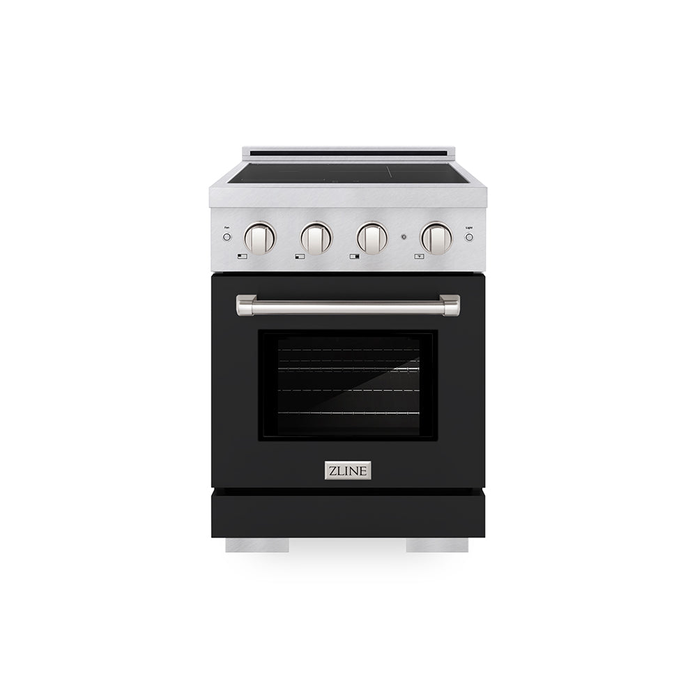 ZLINE Paramount 24-inch range in satin stainless steel with black matte door SINRS-BLM-24