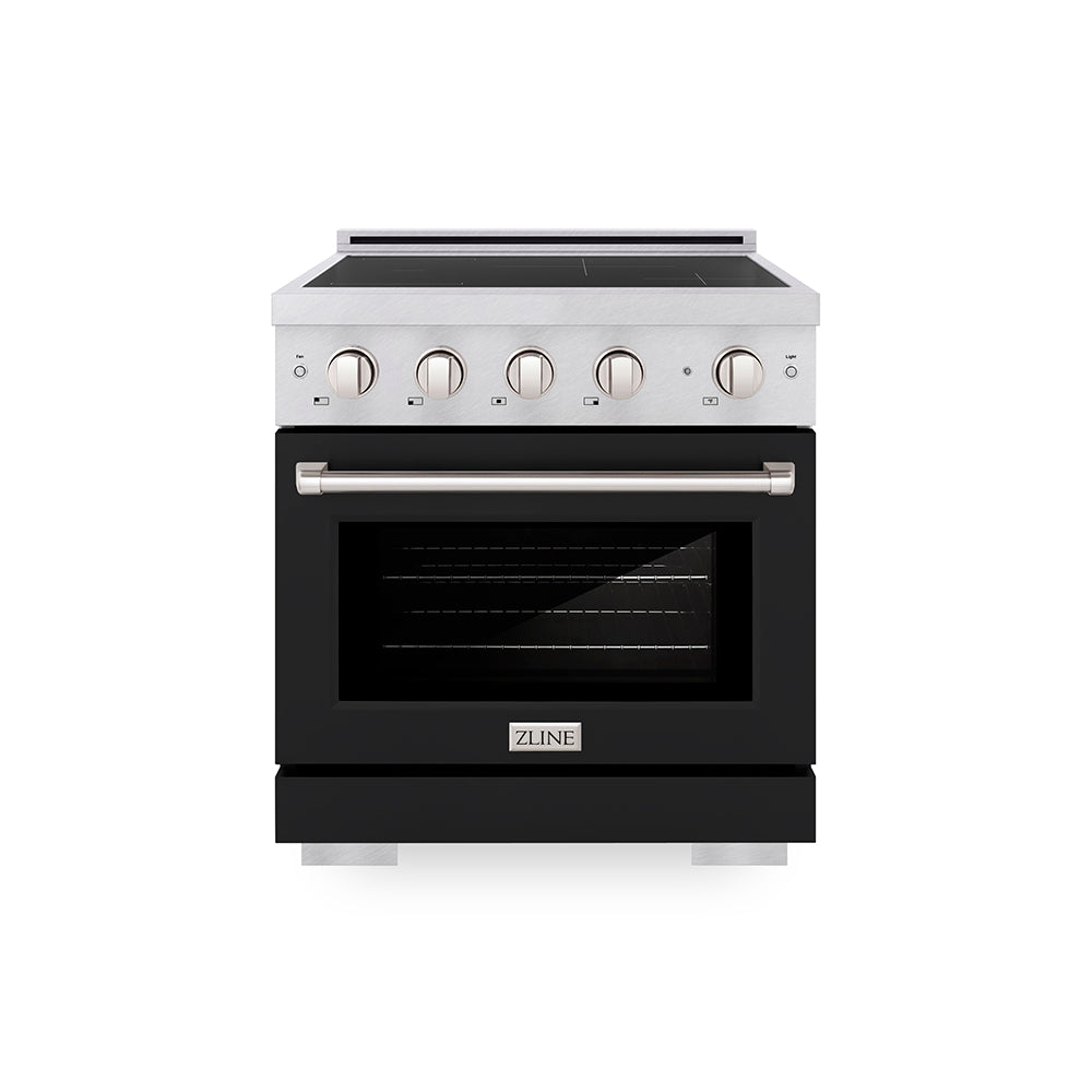 ZLINE Paramount 30-inch range in satin stainless steel with black matte door SINRS-BLM-30
