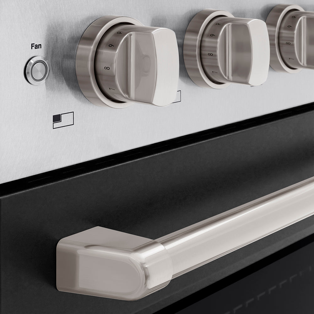ZLINE Paramount 30-inch range in satin stainless steel with black matte door SINRS-BLM-30, detail