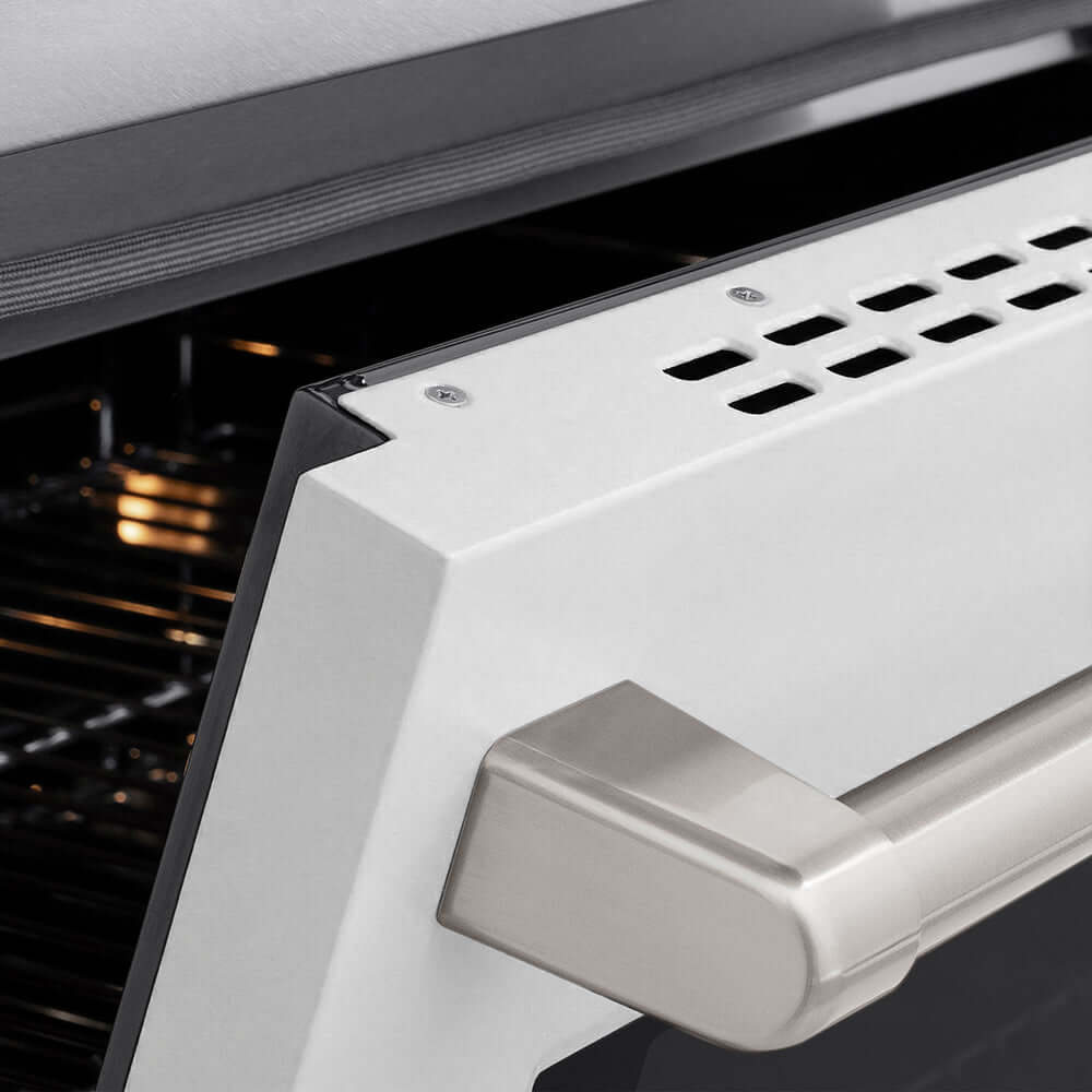 ZLINE Paramount 24-inch range in satin stainless steel with white matte door SINRS-WM-24, detail