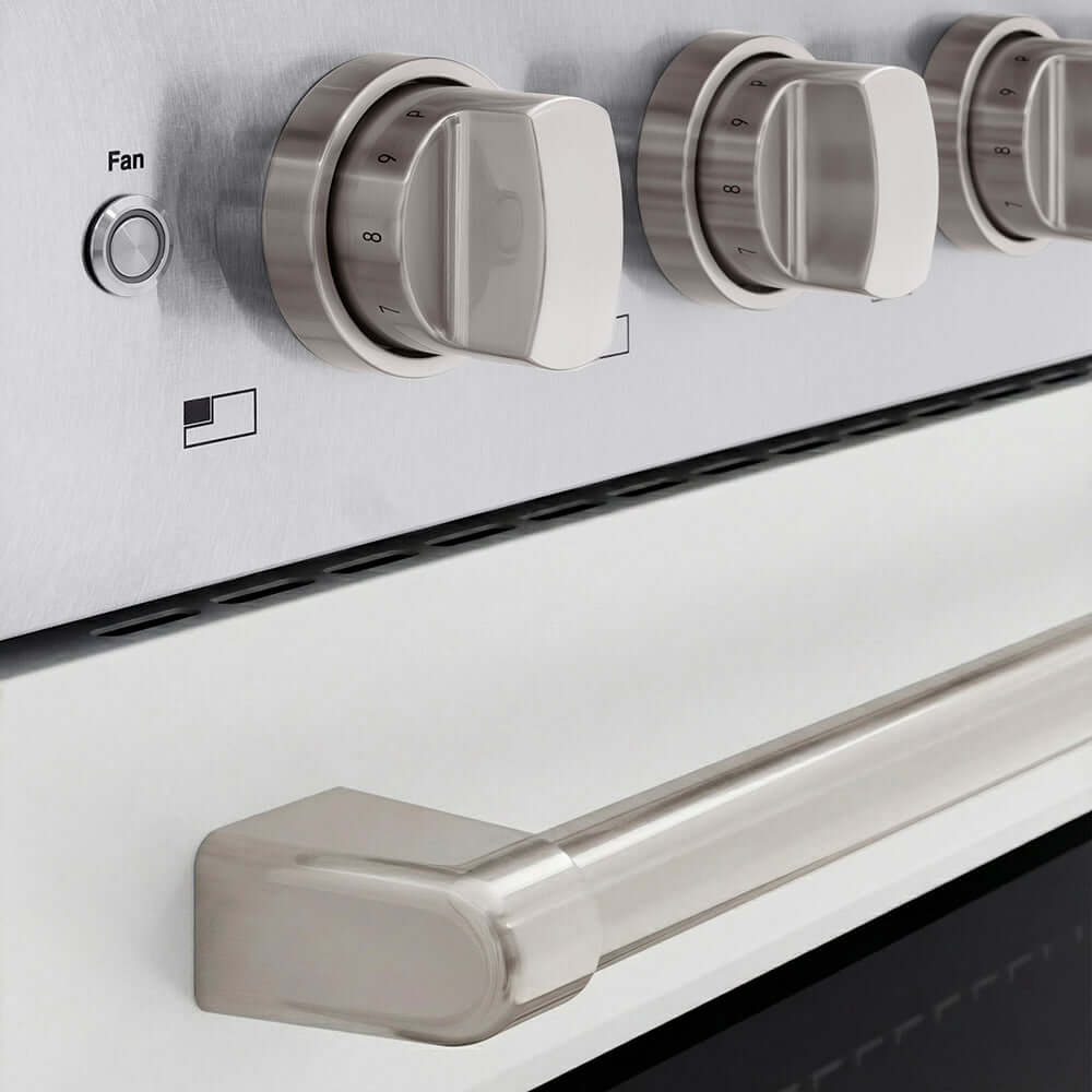 ZLINE Paramount 24-inch range in satin stainless steel with white matte door SINRS-WM-24, detail