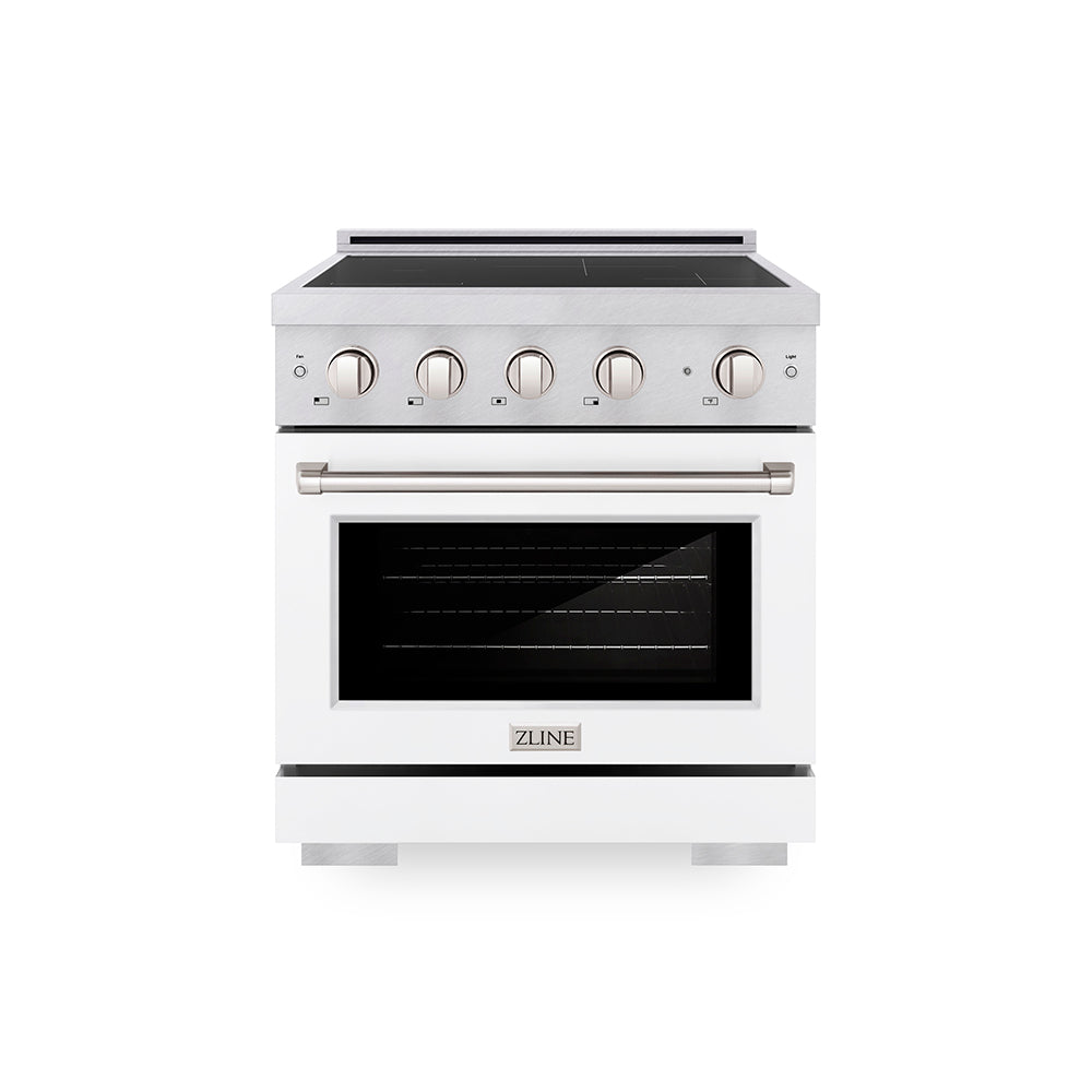 ZLINE Paramount 30-inch range in satin stainless steel with white matte door SINRS-WM-30