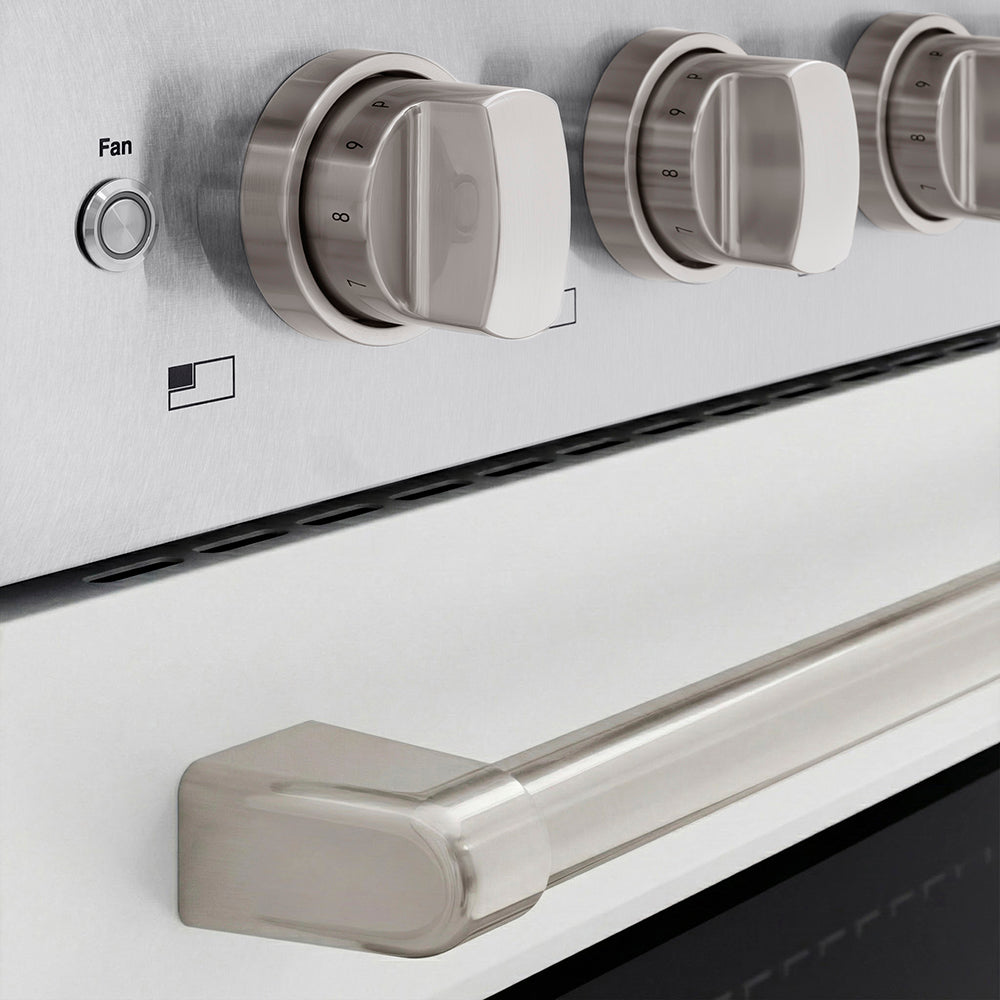 ZLINE Paramount 36-inch range in satin stainless steel with white matte door SINRS-WM-36, detail