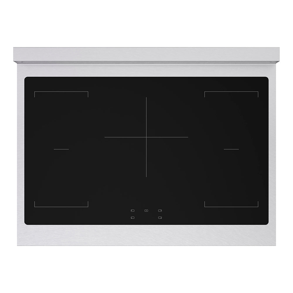 ZLINE Autograph Edition Paramount 36-inch range in satin stainless steel with white matte door and champagne bronze accents SINRSZ-WM-36-CB, from above
