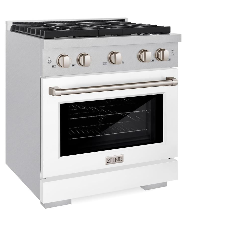 ZLINE Paramount 30-inch range in satin stainless steel with white matte door SDRS-WM-30, view 5