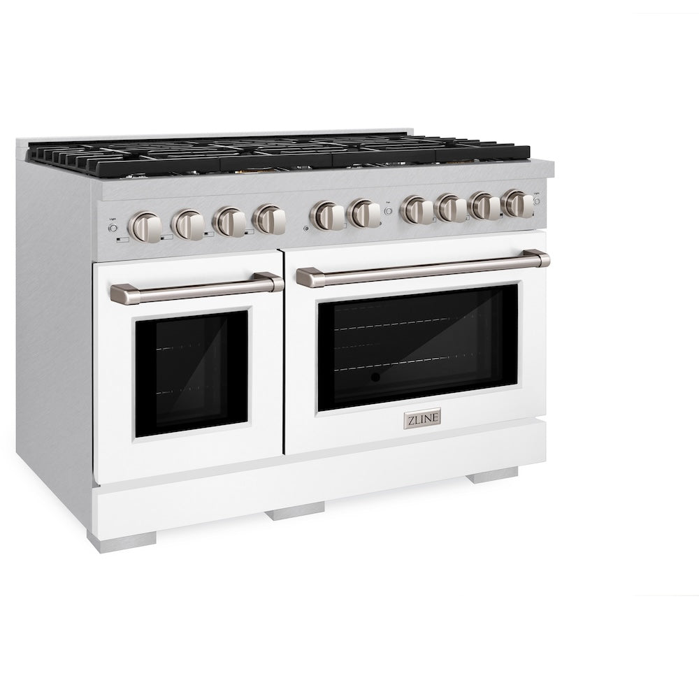 ZLINE Paramount 48-inch range in satin stainless steel with white matte door SGRS-WM-48, view 4
