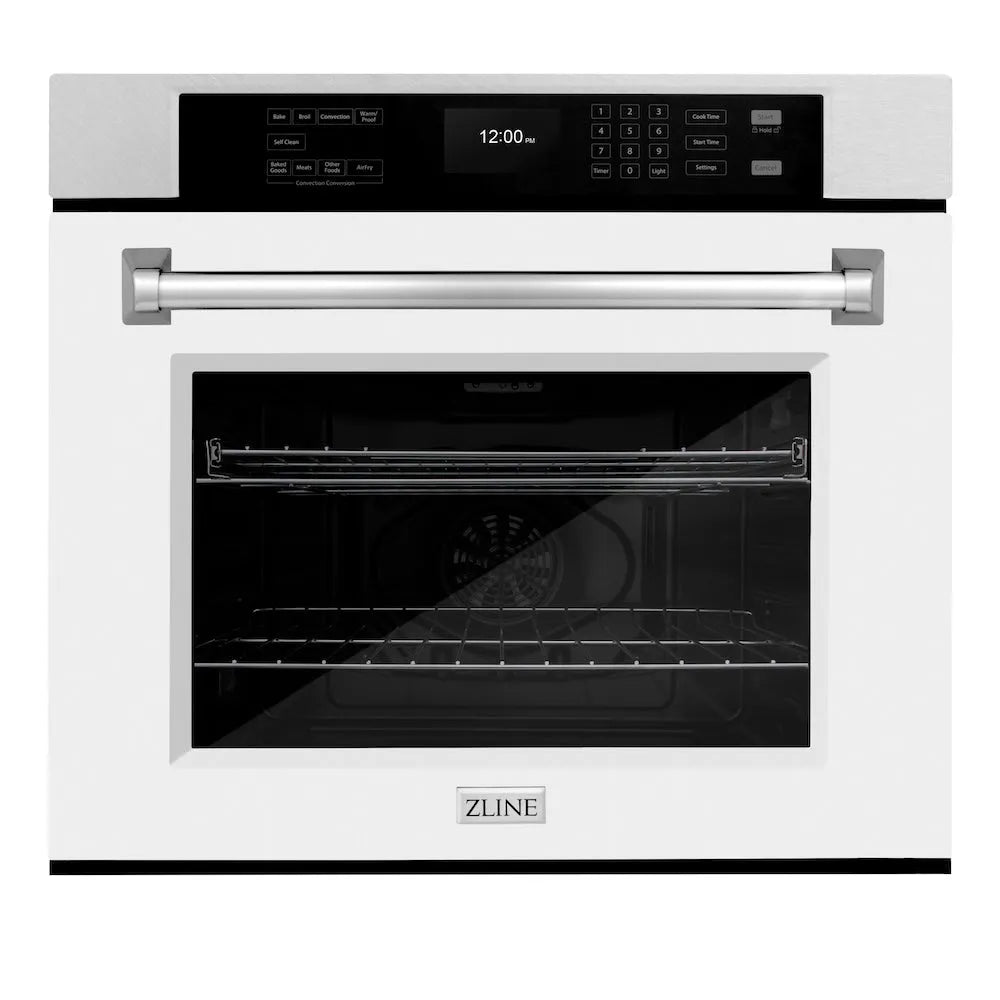 ZLINE Professional 30-inch wall oven in satin stainless steel with white matte door WASS-WM-30