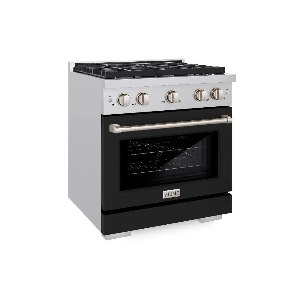 ZLINE Paramount 30-inch range in stainless steel with black matte door SDR-BLM-30
