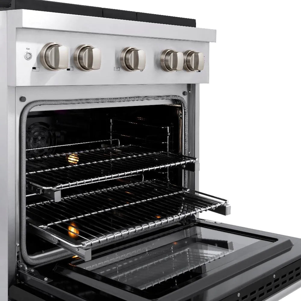 ZLINE Paramount 30-inch range in stainless steel with black matte door SDR-BLM-30, detail