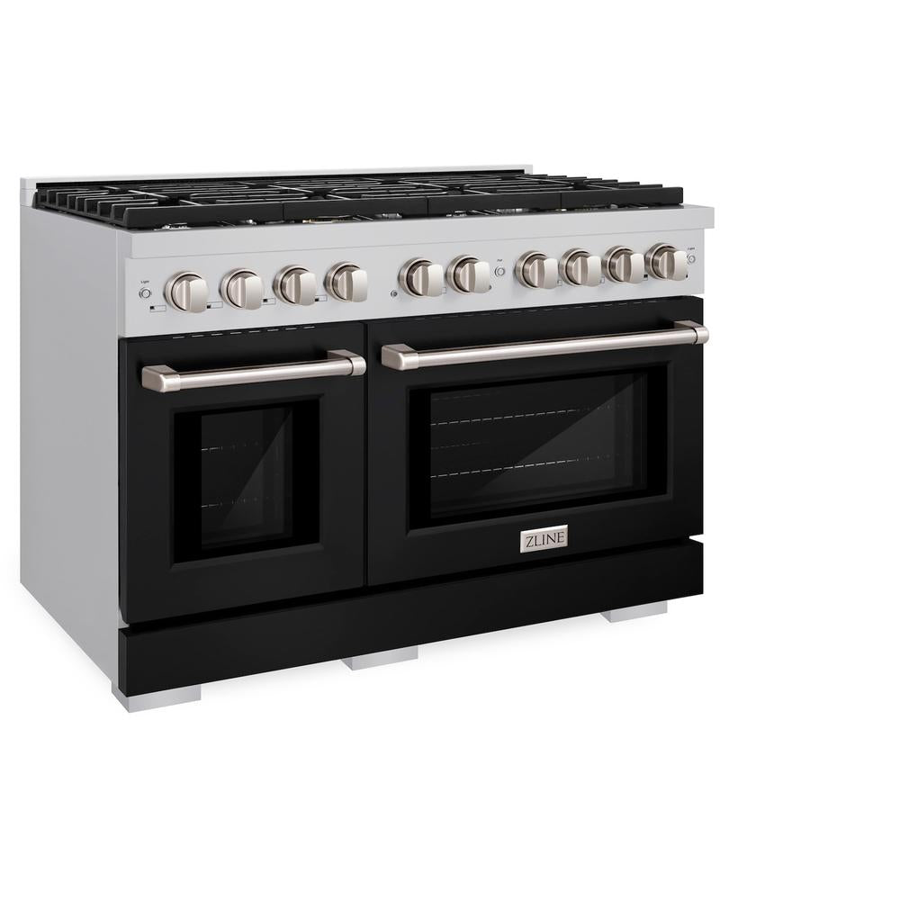 ZLINE Paramount 48-inch range in stainless steel with black matte door SDR-BLM-48, view 4