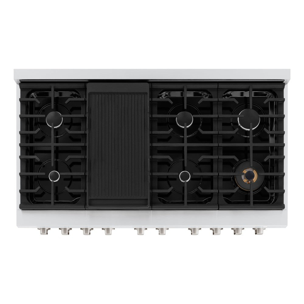 ZLINE Paramount 48-inch range in stainless steel with black matte door SGR-BLM-48, from above