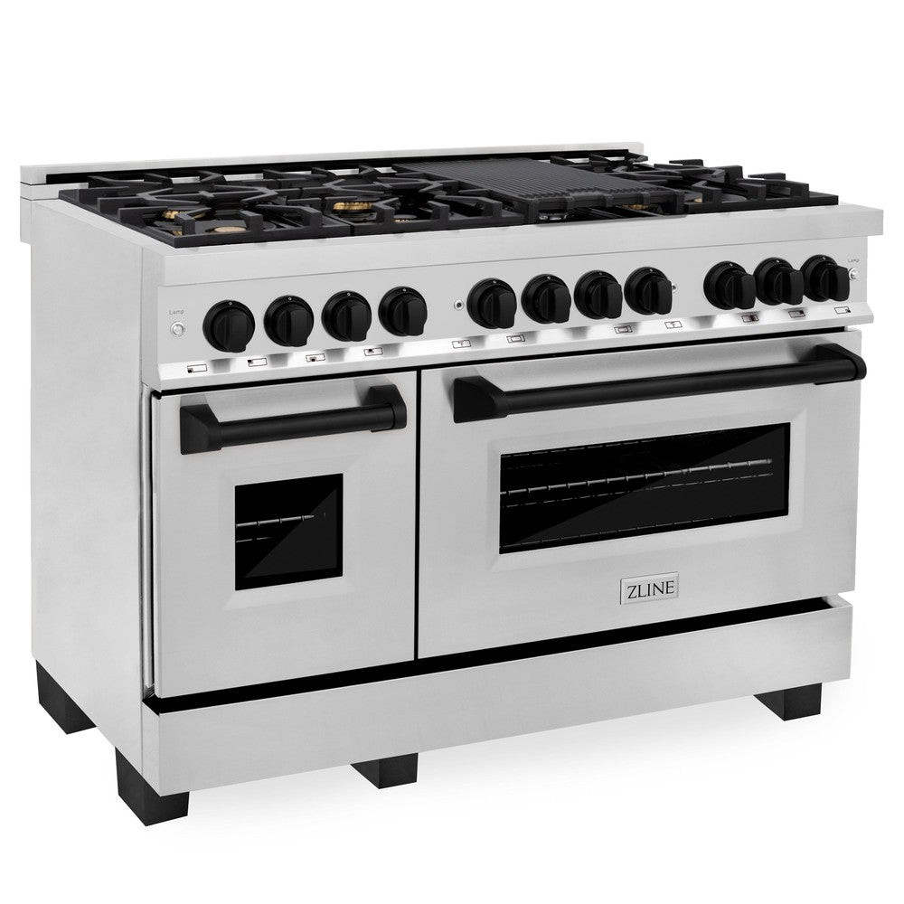 ZLINE Autograph Edition Legacy 48-inch range in stainless steel and matte black accents RAZ-48-MB, view 4