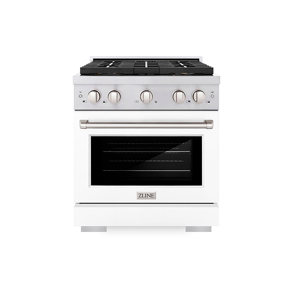 ZLINE Paramount 30-inch range in white matte PSDR-WM-30, front view