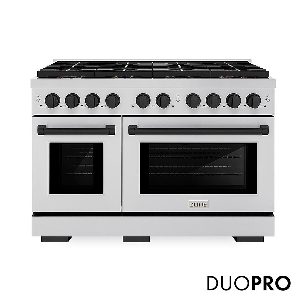 ZLINE Autograph Edition Paramount 48-inch range in stainless steel and matte black accents PSDRZ-48-MB