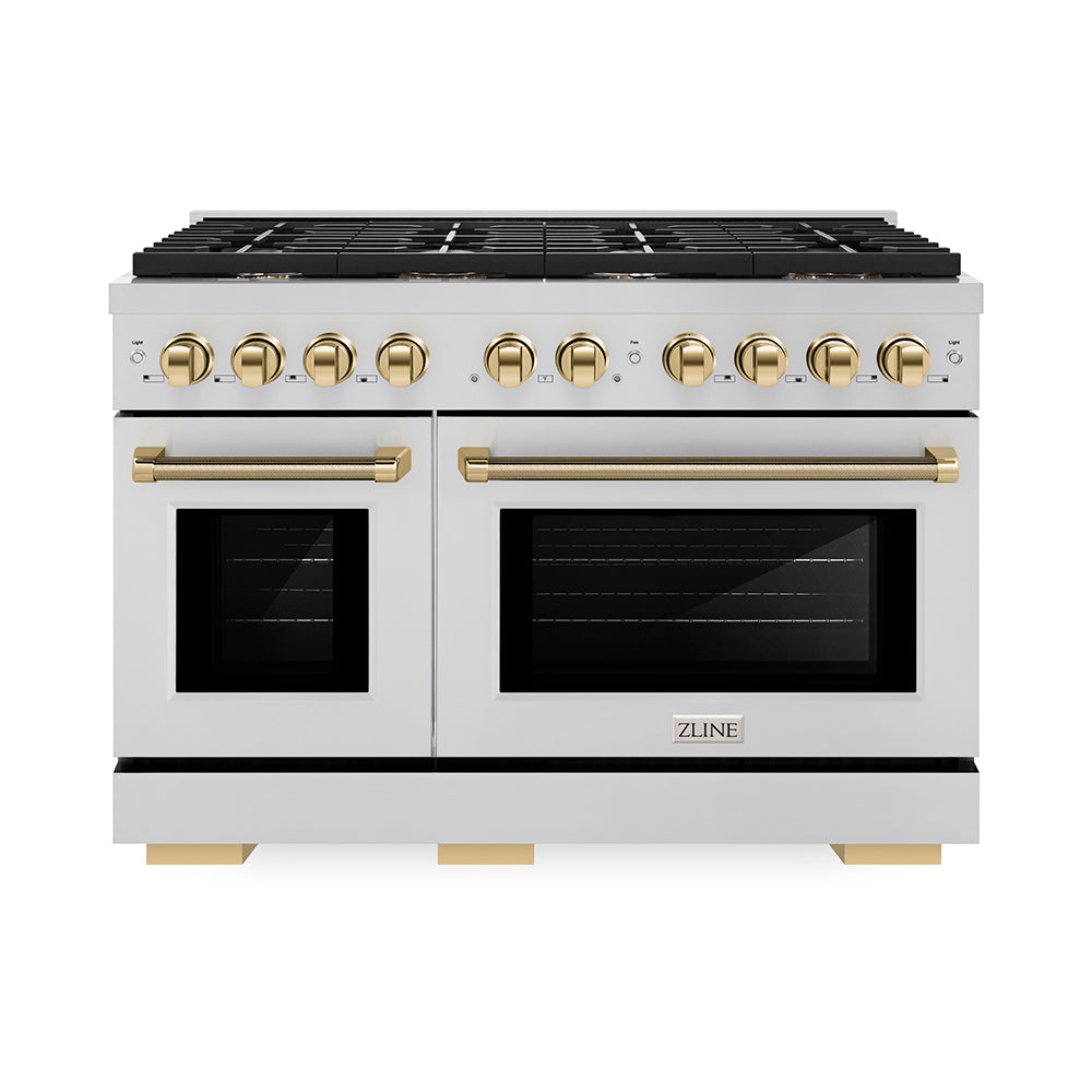 ZLINE Autograph Edition Paramount 48-inch range in stainless steel and polished gold accents SDRZ-48-KG