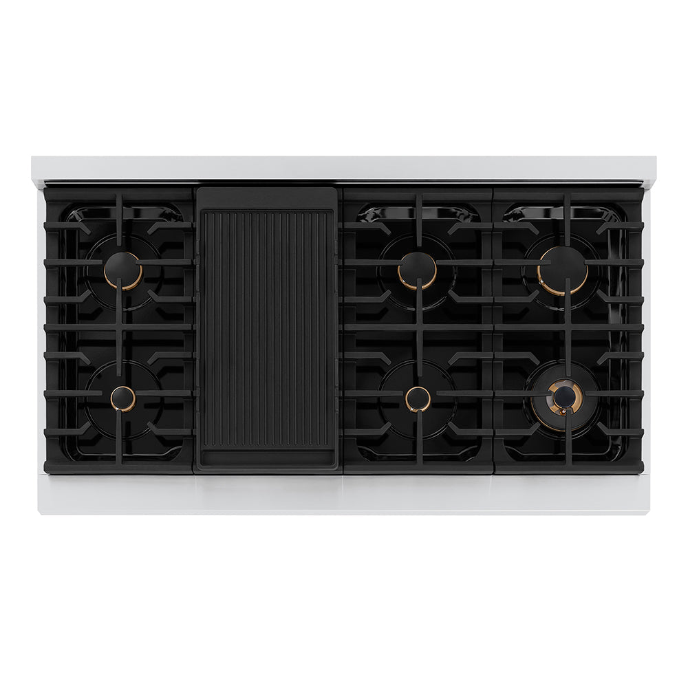ZLINE Autograph Edition Paramount 48-inch range in stainless steel and polished gold accents SDRZ-48-KG, from above