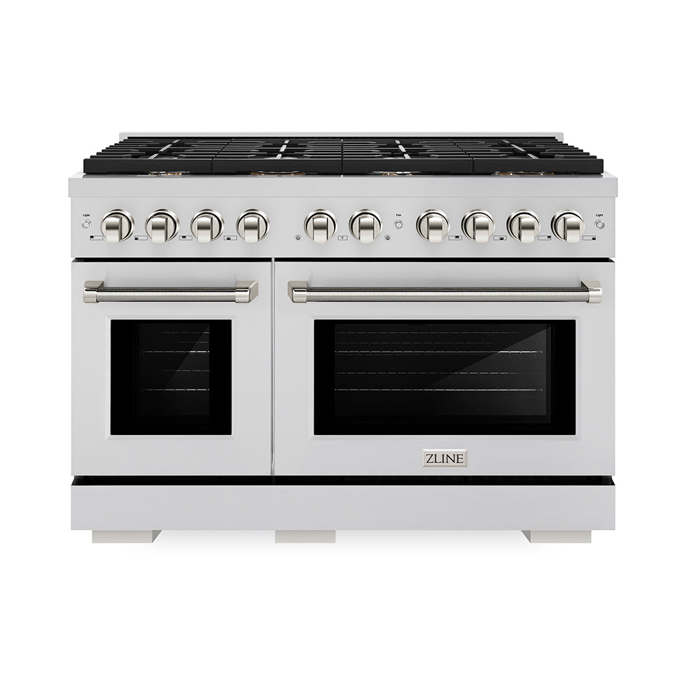 ZLINE Autograph Edition Paramount 48-inch range in stainless steel and polished nickel accents SDRZ-48-KPN