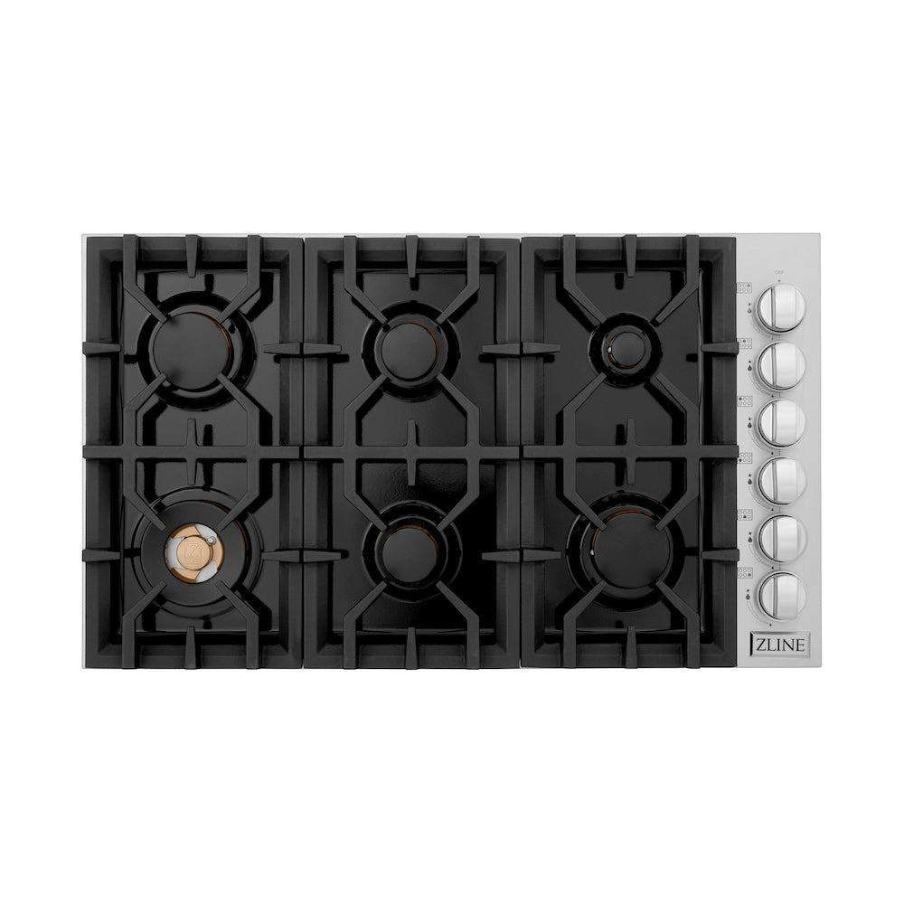 ZLINE 36-inch cooktop in stainless steel RC-BR-36-PBT, from above
