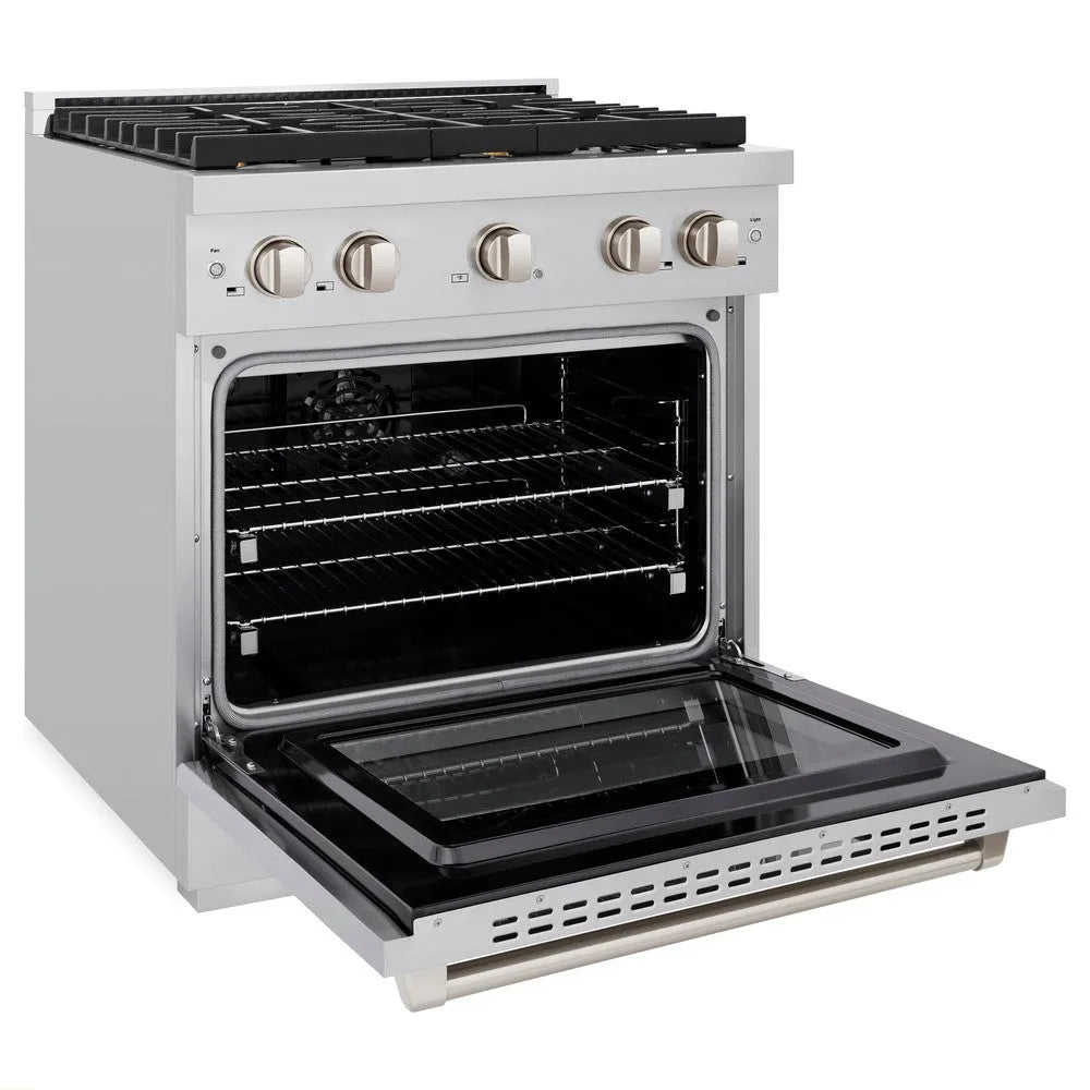 ZLINE Paramount 30-inch range in stainless steel SDR-BR-30, door open