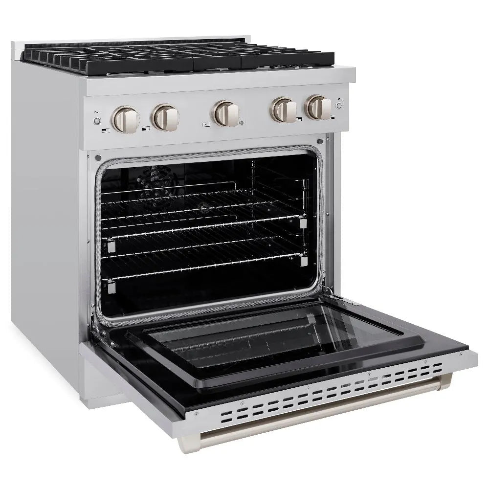 ZLINE Paramount 30-inch range in stainless steel SDR30, door open