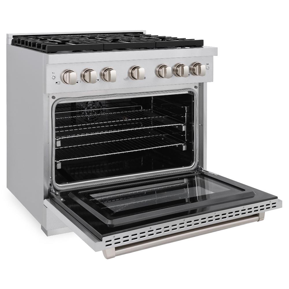 ZLINE Paramount 36-inch range in stainless steel SDR36, door open