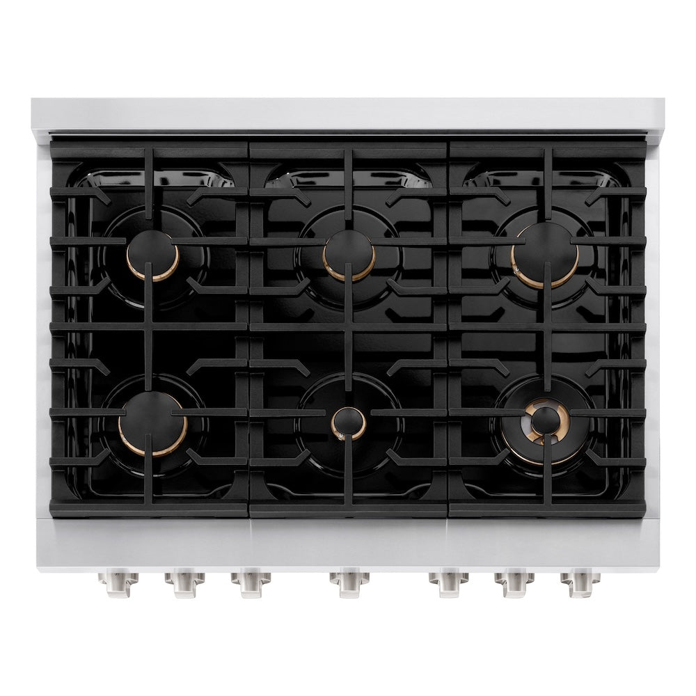 ZLINE Paramount 36-inch range in stainless steel SGR-BR-36, from above