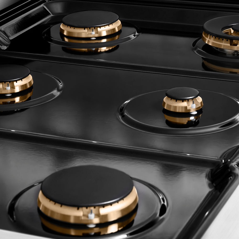 ZLINE Autograph Edition Paramount 36-inch range in stainless steel and champagne bronze accents SGRZ-36-KCB, from above