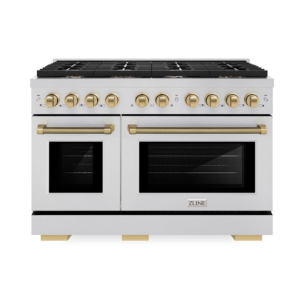 ZLINE Autograph Edition Paramount 48-inch range in stainless steel and champagne bronze accents SGRZ-48-KCB