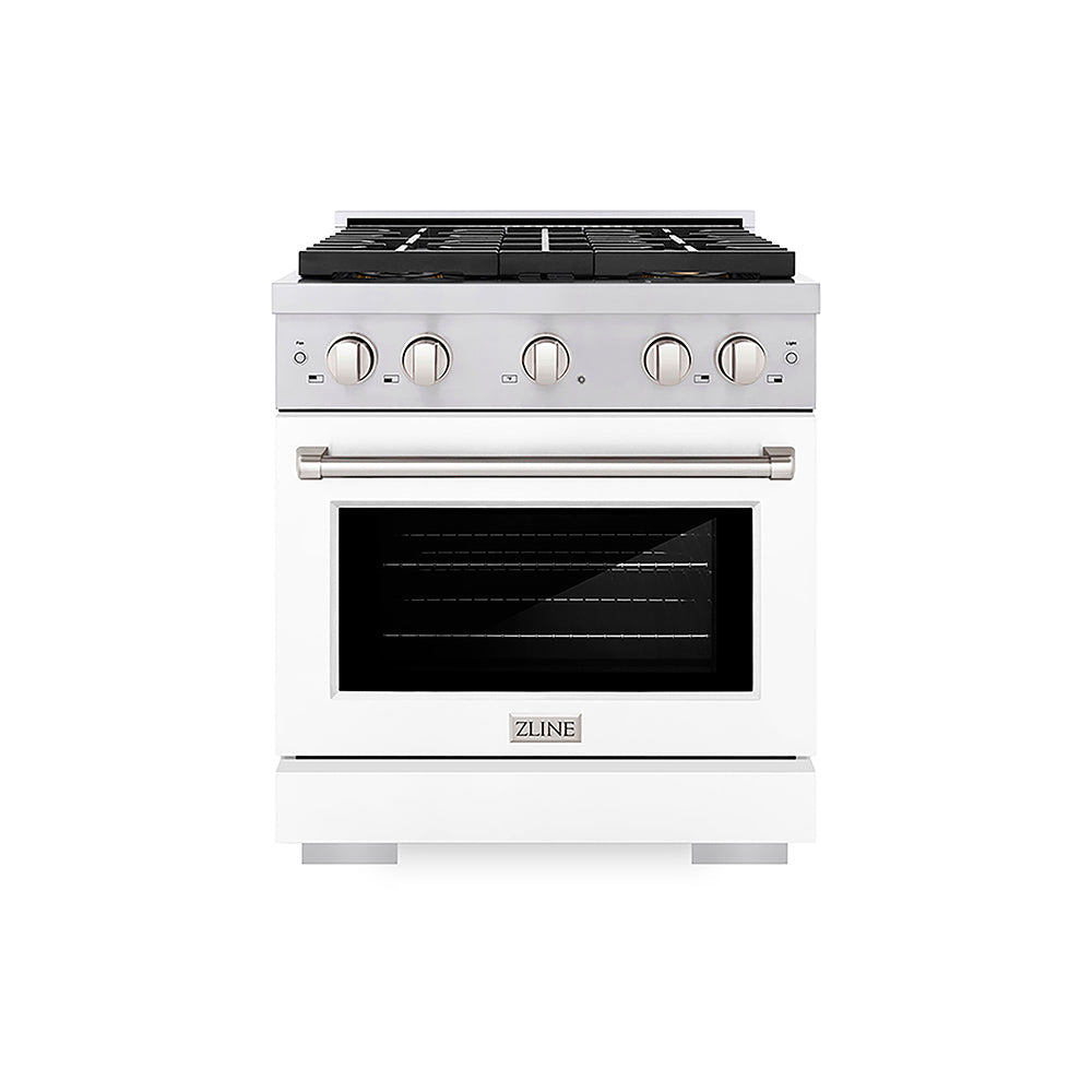 ZLINE Paramount 30-inch range in white matte PSGR-WM-30, front view