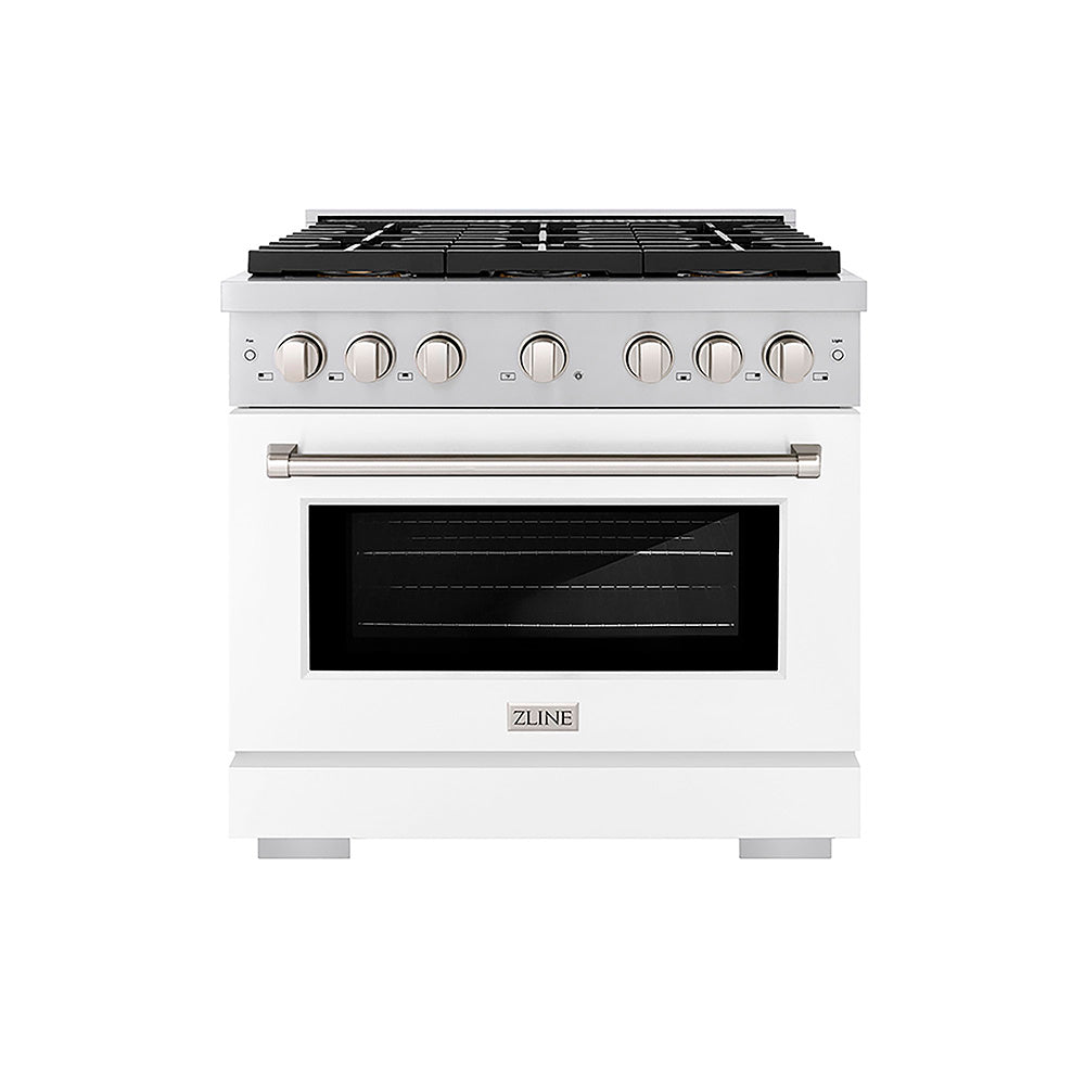 ZLINE Paramount 36-inch range in white matte PSGR-WM-36, front view