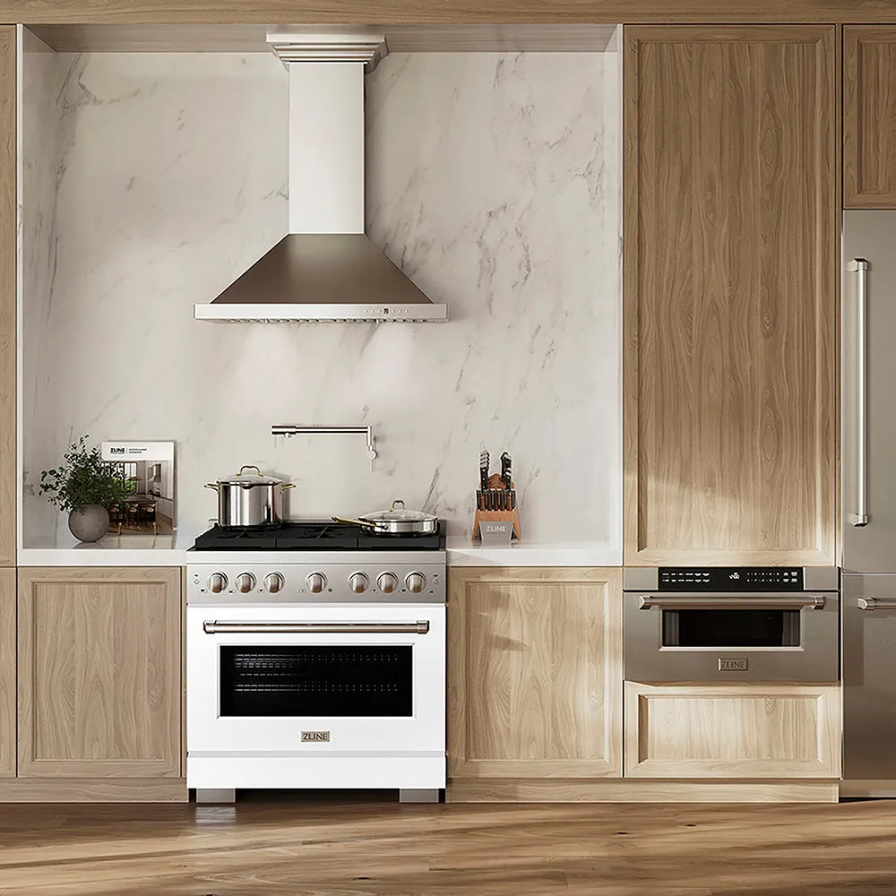 ZLINE Paramount 36-inch range in white matte PSGR-WM-36, front view