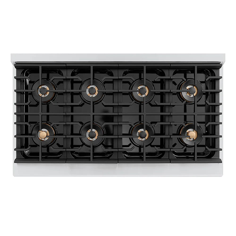 ZLINE Paramount 48-inch range in white matte PSGR-WM-48, from above