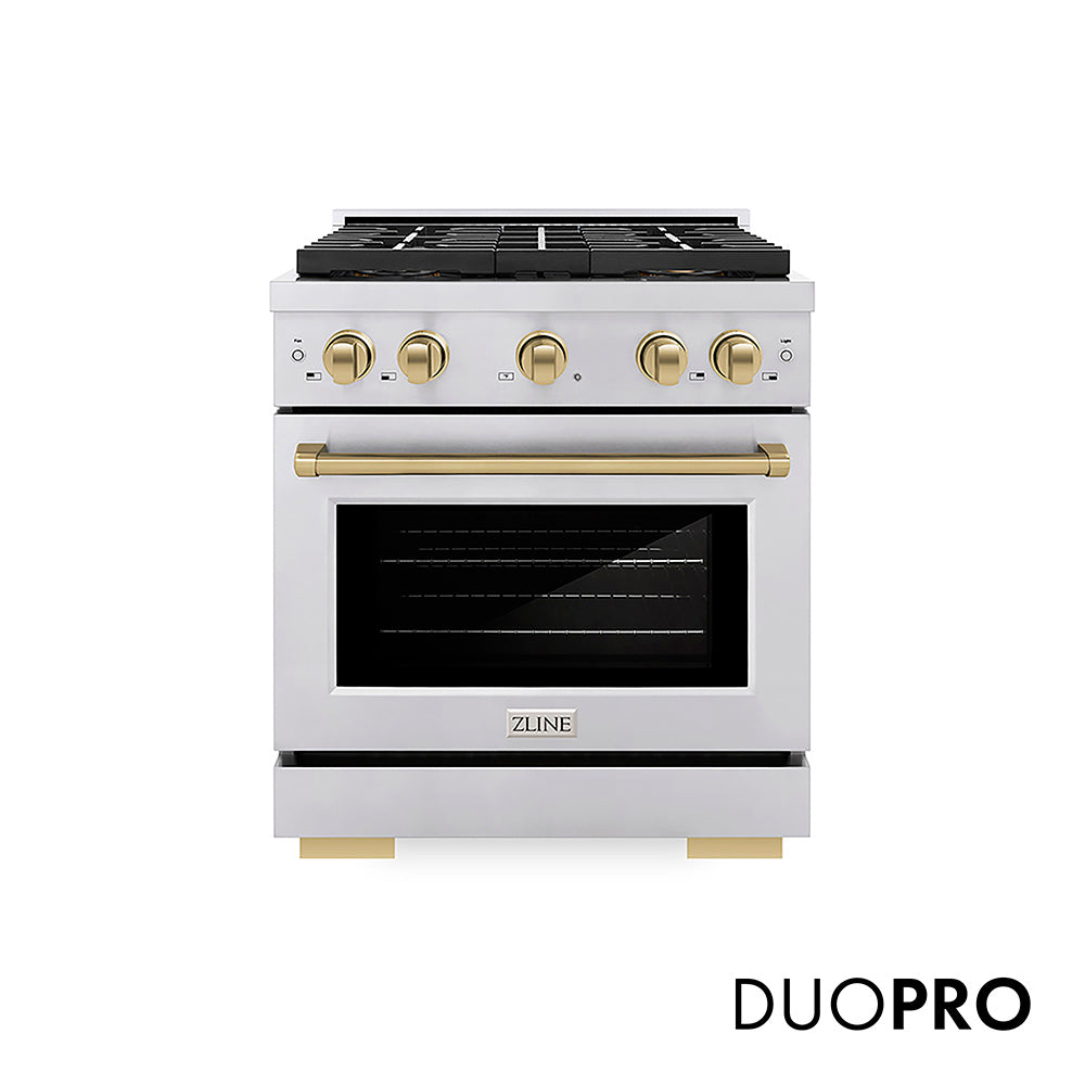 ZLINE Autograph Edition Paramount 30-inch range in stainless steel and champagne bronze accents PSGRZ-30-CB