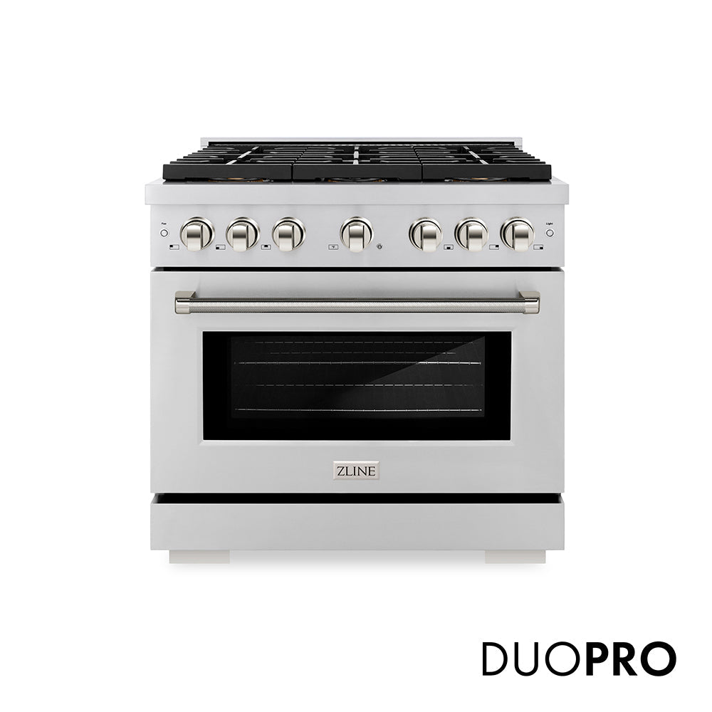 ZLINE Autograph Edition Paramount 36-inch range in stainless steel and polished nickel accents PSGRZ-36-KPN