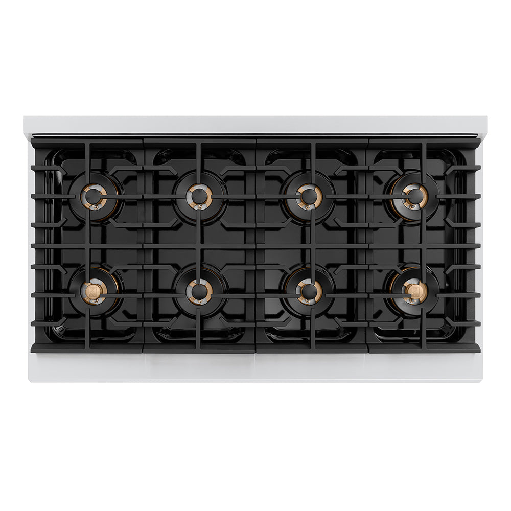 ZLINE Autograph Edition Paramount 48-inch range in stainless steel and polished nickel accents PSGRZ-48-KPN, from above