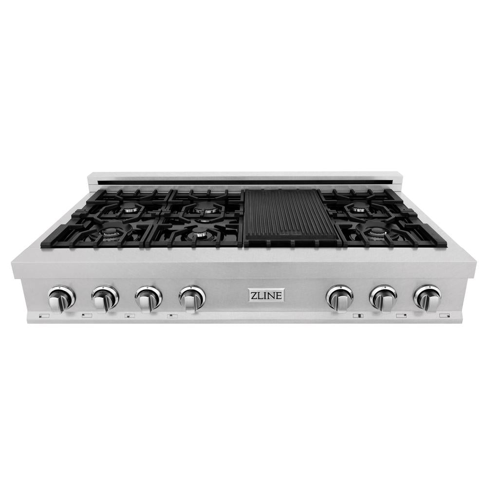 ZLINE Legacy 48-inch rangetop in satin stainless steel RTS-48, from above