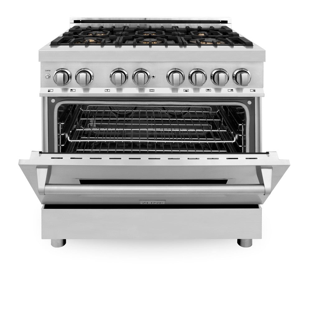 ZLINE Legacy 36-inch range in stainless steel RA-BR-36, front view