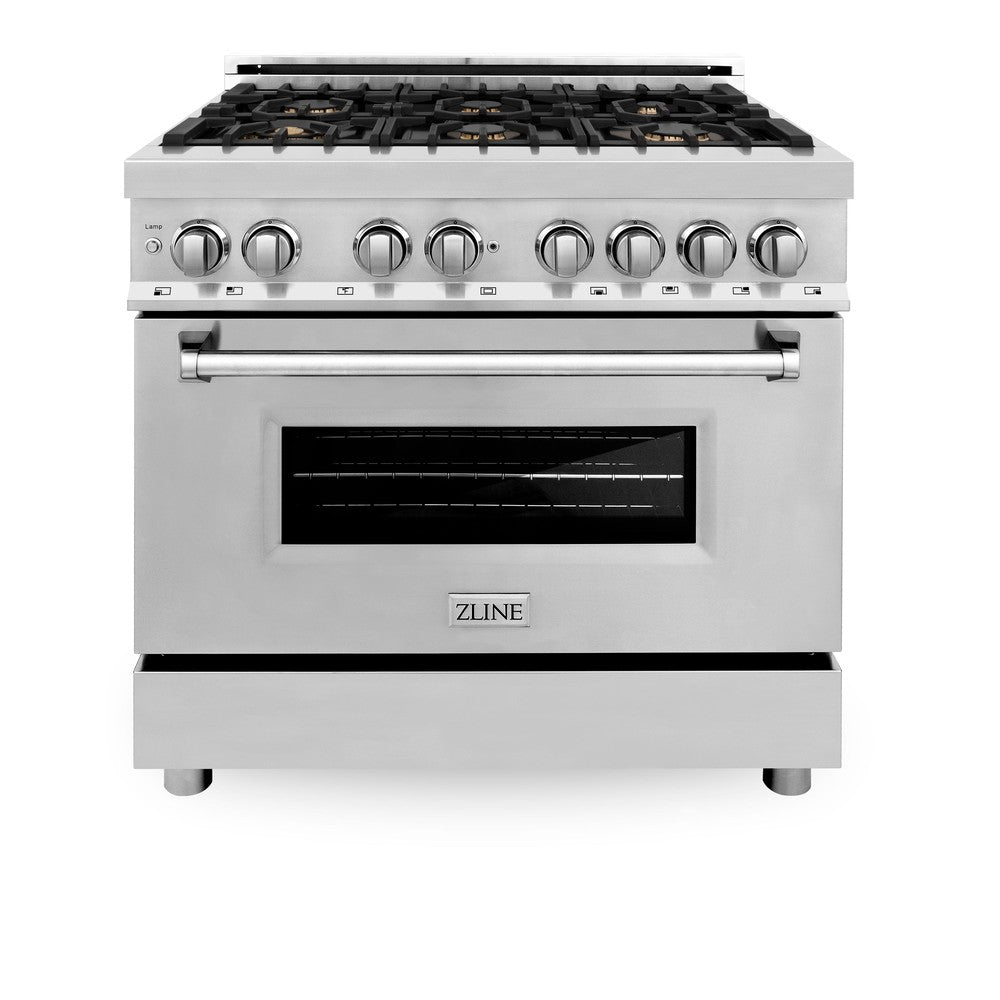 ZLINE Legacy 36-inch range in stainless steel RA-BR-36, front view