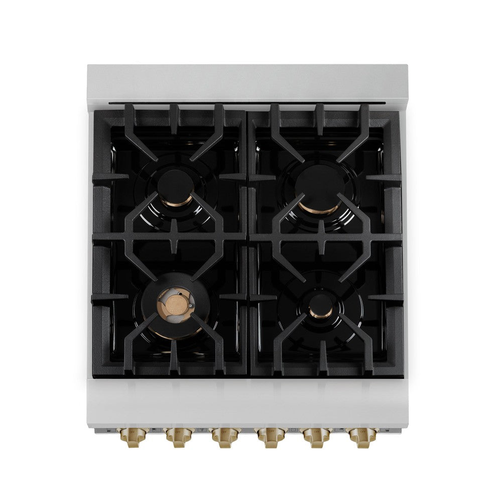 ZLINE Autograph Edition Legacy 24-inch range in stainless steel and champagne bronze accents RAZ-24-CB, from above