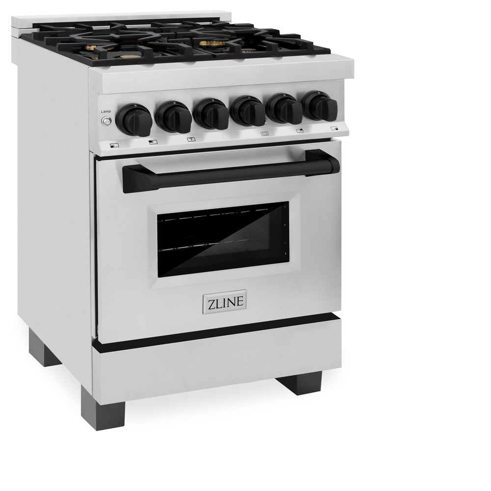 ZLINE Autograph Edition Legacy 24-inch range in stainless steel and matte black accents RAZ-24-MB, view 7