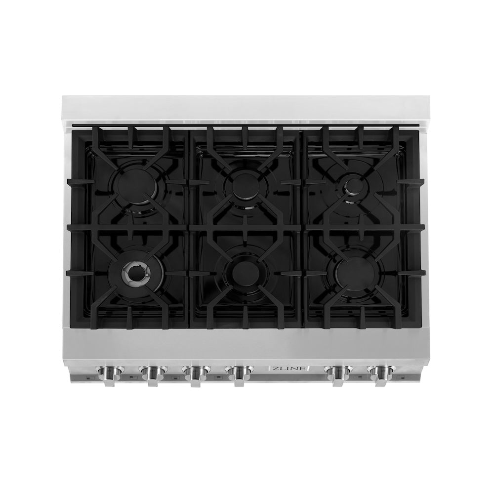 ZLINE Legacy 36-inch rangetop in stainless steel RT36, from above